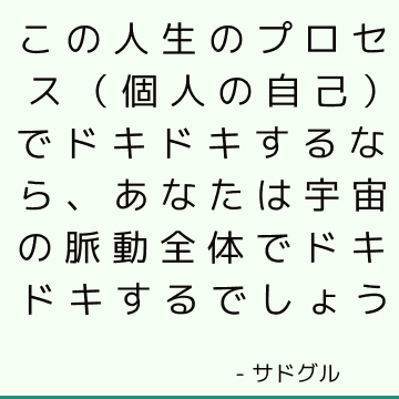 この人生のプロセス（個人の自己）でドキドキするなら、あなたは宇宙の脈動全体でドキドキするでしょう