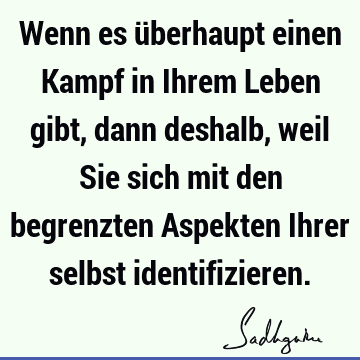 Wenn es überhaupt einen Kampf in Ihrem Leben gibt, dann deshalb, weil Sie sich mit den begrenzten Aspekten Ihrer selbst