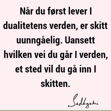 Når du først lever i dualitetens verden, er skitt uunngåelig. Uansett hvilken vei du går i verden, et sted vil du gå inn i