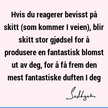 Hvis du reagerer bevisst på skitt (som kommer i veien), blir skitt stor gjødsel for å produsere en fantastisk blomst ut av deg, for å få frem den mest