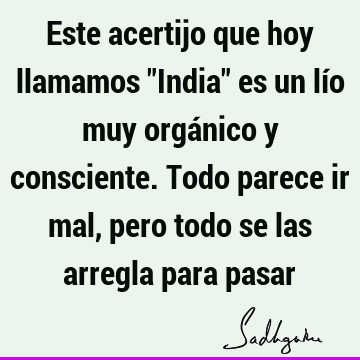 Este acertijo que hoy llamamos "India" es un lío muy orgánico y consciente. Todo parece ir mal, pero todo se las arregla para