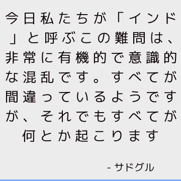 今日私たちが「インド」と呼ぶこの難問は、非常に有機的で意識的な混乱です。 すべてが間違っているようですが、それでもすべてが何とか起こります