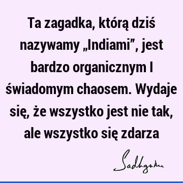 Ta zagadka, którą dziś nazywamy „Indiami”, jest bardzo organicznym i świadomym chaosem. Wydaje się, że wszystko jest nie tak, ale wszystko się