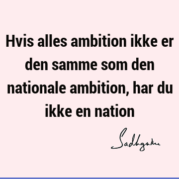 Hvis alles ambition ikke er den samme som den nationale ambition, har du ikke en