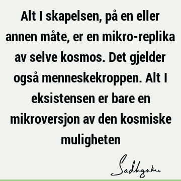 Alt i skapelsen, på en eller annen måte, er en mikro-replika av selve kosmos. Det gjelder også menneskekroppen. Alt i eksistensen er bare en mikroversjon av