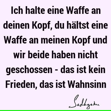 Ich halte eine Waffe an deinen Kopf, du hältst eine Waffe an meinen Kopf und wir beide haben nicht geschossen - das ist kein Frieden, das ist W