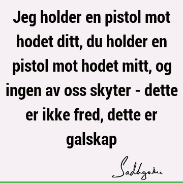 Jeg holder en pistol mot hodet ditt, du holder en pistol mot hodet mitt, og ingen av oss skyter - dette er ikke fred, dette er