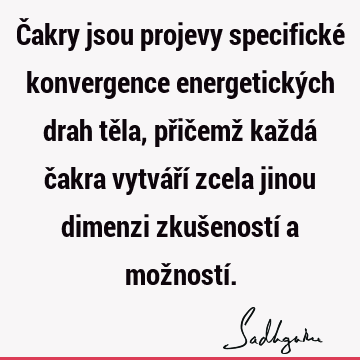 Čakry jsou projevy specifické konvergence energetických drah těla, přičemž každá čakra vytváří zcela jinou dimenzi zkušeností a možností