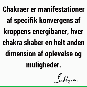 Chakraer er manifestationer af specifik konvergens af kroppens energibaner, hver chakra skaber en helt anden dimension af oplevelse og