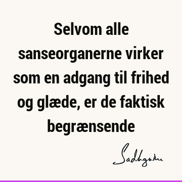 Selvom alle sanseorganerne virker som en adgang til frihed og glæde, er de faktisk begræ