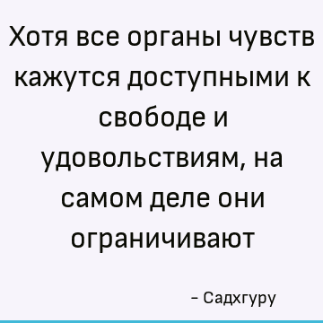 Хотя все органы чувств кажутся доступными к свободе и удовольствиям, на самом деле они ограничивают