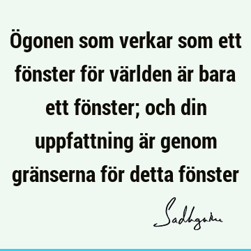 Ögonen som verkar som ett fönster för världen är bara ett fönster; och din uppfattning är genom gränserna för detta fö