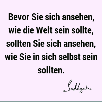 Bevor Sie sich ansehen, wie die Welt sein sollte, sollten Sie sich ansehen, wie Sie in sich selbst sein