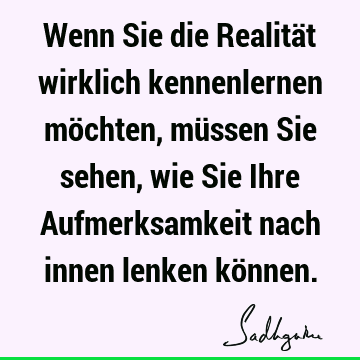 Wenn Sie die Realität wirklich kennenlernen möchten, müssen Sie sehen, wie Sie Ihre Aufmerksamkeit nach innen lenken kö