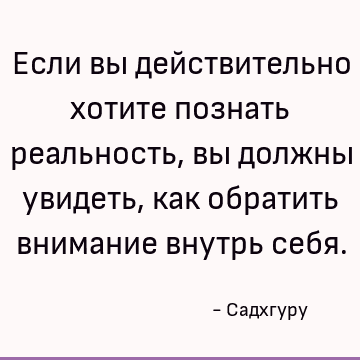 Если вы действительно хотите познать реальность, вы должны увидеть, как обратить внимание внутрь себя