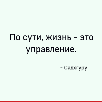 По сути, жизнь - это управление