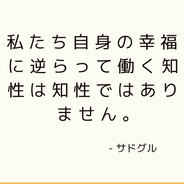 私たち自身の幸福に逆らって働く知性は知性ではありません。