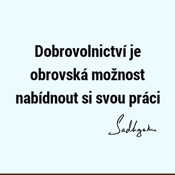 Dobrovolnictví je obrovská možnost nabídnout si svou práci