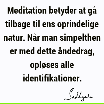 Meditation betyder at gå tilbage til ens oprindelige natur. Når man simpelthen er med dette åndedrag, opløses alle