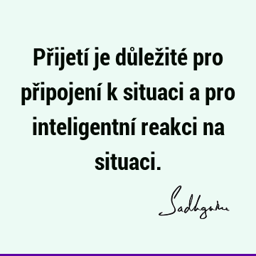 Přijetí je důležité pro připojení k situaci a pro inteligentní reakci na situaci.