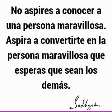 No aspires a conocer a una persona maravillosa. Aspira a convertirte en la persona maravillosa que esperas que sean los demá