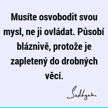 Musíte osvobodit svou mysl, ne ji ovládat. Působí bláznivě, protože je zapletený do drobných věcí