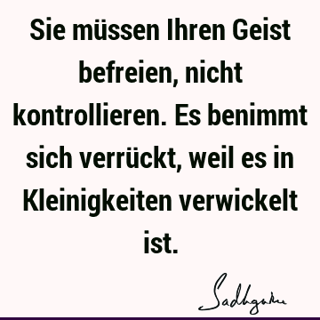 Sie müssen Ihren Geist befreien, nicht kontrollieren. Es benimmt sich verrückt, weil es in Kleinigkeiten verwickelt