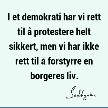 I et demokrati har vi rett til å protestere helt sikkert, men vi har ikke rett til å forstyrre en borgeres