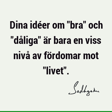 Dina idéer om "bra" och "dåliga" är bara en viss nivå av fördomar mot "livet"