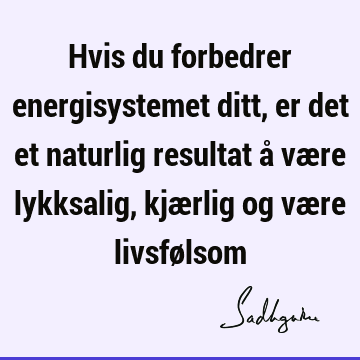 Hvis du forbedrer energisystemet ditt, er det et naturlig resultat å være lykksalig, kjærlig og være livsfø