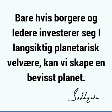 Bare hvis borgere og ledere investerer seg i langsiktig planetarisk velvære, kan vi skape en bevisst