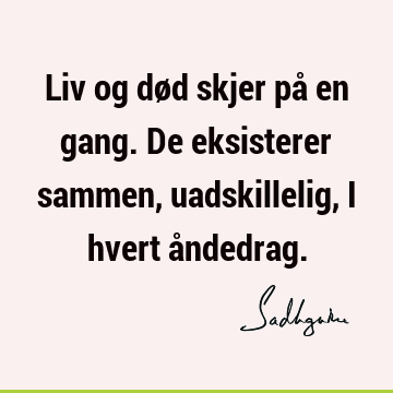 Liv og død skjer på en gang. De eksisterer sammen, uadskillelig, i hvert å