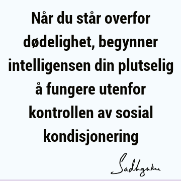 Når du står overfor dødelighet, begynner intelligensen din plutselig å fungere utenfor kontrollen av sosial