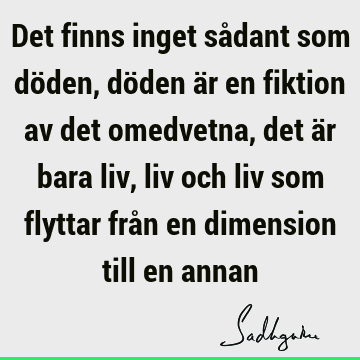 Det finns inget sådant som döden, döden är en fiktion av det omedvetna, det är bara liv, liv och liv som flyttar från en dimension till en