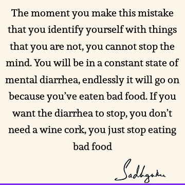 The moment you make this mistake that you identify yourself with things that you are not, you cannot stop the mind. You will be in a constant state of mental