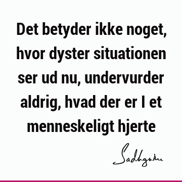 Det betyder ikke noget, hvor dyster situationen ser ud nu, undervurder aldrig, hvad der er i et menneskeligt