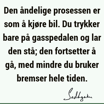 Den åndelige prosessen er som å kjøre bil. Du trykker bare på gasspedalen og lar den stå; den fortsetter å gå, med mindre du bruker bremser hele