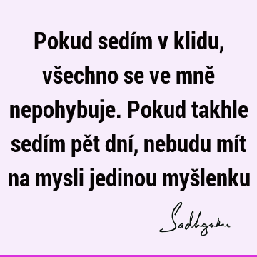 Pokud sedím v klidu, všechno se ve mně nepohybuje. Pokud takhle sedím pět dní, nebudu mít na mysli jedinou myš