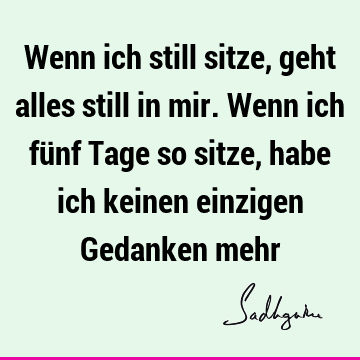 Wenn ich still sitze, geht alles still in mir. Wenn ich fünf Tage so sitze, habe ich keinen einzigen Gedanken