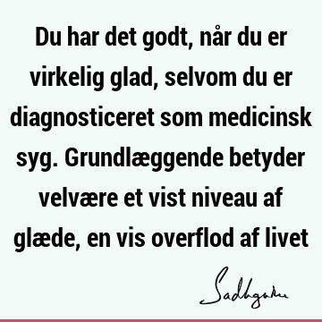 Du har det godt, når du er virkelig glad, selvom du er diagnosticeret som medicinsk syg. Grundlæggende betyder velvære et vist niveau af glæde, en vis overflod