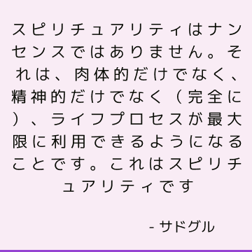 スピリチュアリティはナンセンスではありません。それは、肉体的だけでなく、精神的だけでなく（完全に）、ライフプロセスが最大限に利用できるようになることです。 これはスピリチュアリティです