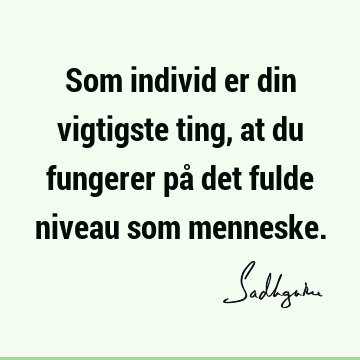 Som individ er din vigtigste ting, at du fungerer på det fulde niveau som