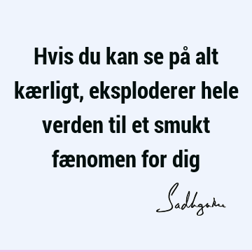 Hvis du kan se på alt kærligt, eksploderer hele verden til et smukt fænomen for