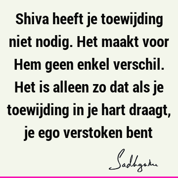 Shiva heeft je toewijding niet nodig. Het maakt voor Hem geen enkel verschil. Het is alleen zo dat als je toewijding in je hart draagt, je ego verstoken