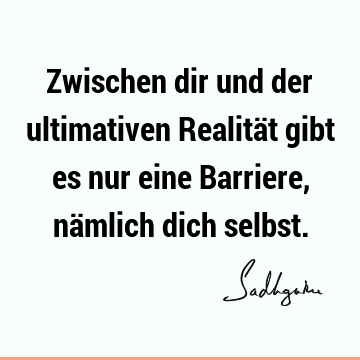 Zwischen dir und der ultimativen Realität gibt es nur eine Barriere, nämlich dich