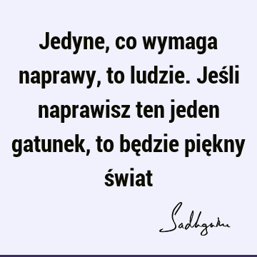 Jedyne, co wymaga naprawy, to ludzie. Jeśli naprawisz ten jeden gatunek, to będzie piękny ś